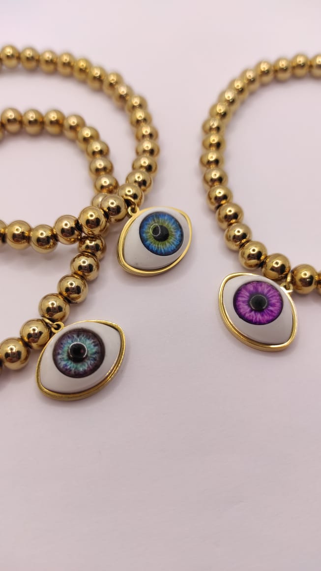 Pulsera balines y ojo realista